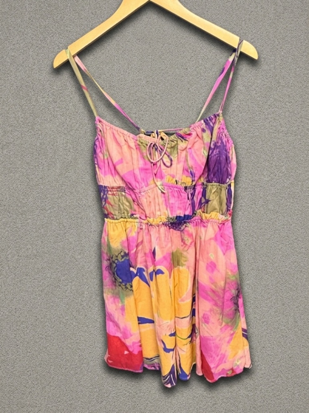 Steve Madden NWT Heather Floral Mini Dress M Smocked Watercolor Y2K Sundress